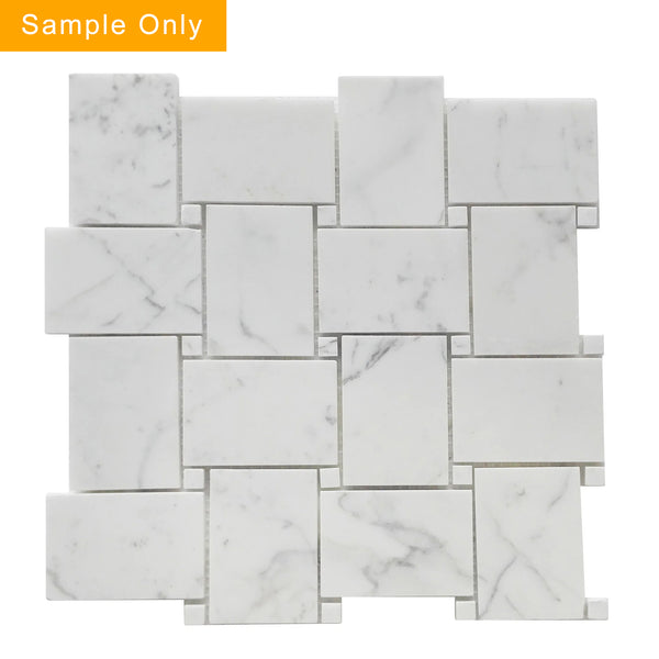 Calacatta Basketweave Polished Mosaic Floor and Wall Tile - Sample (Product Shown is Full Size)