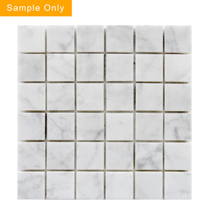 Carrara White Polished Marble Mosaic Floor and Wall Tile - Sample (Product Shown is Full Size)