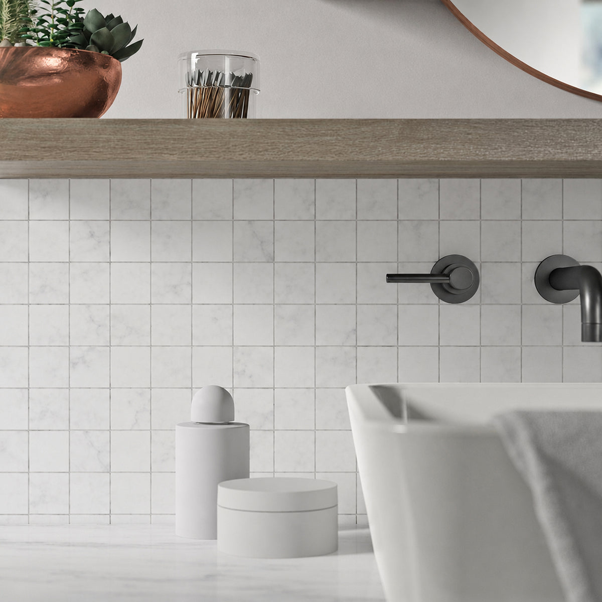 Carrara White 12-in x 12-in Polished Marble Mosaic Floor and Wall Tile( 5 sq. ft. /Box )