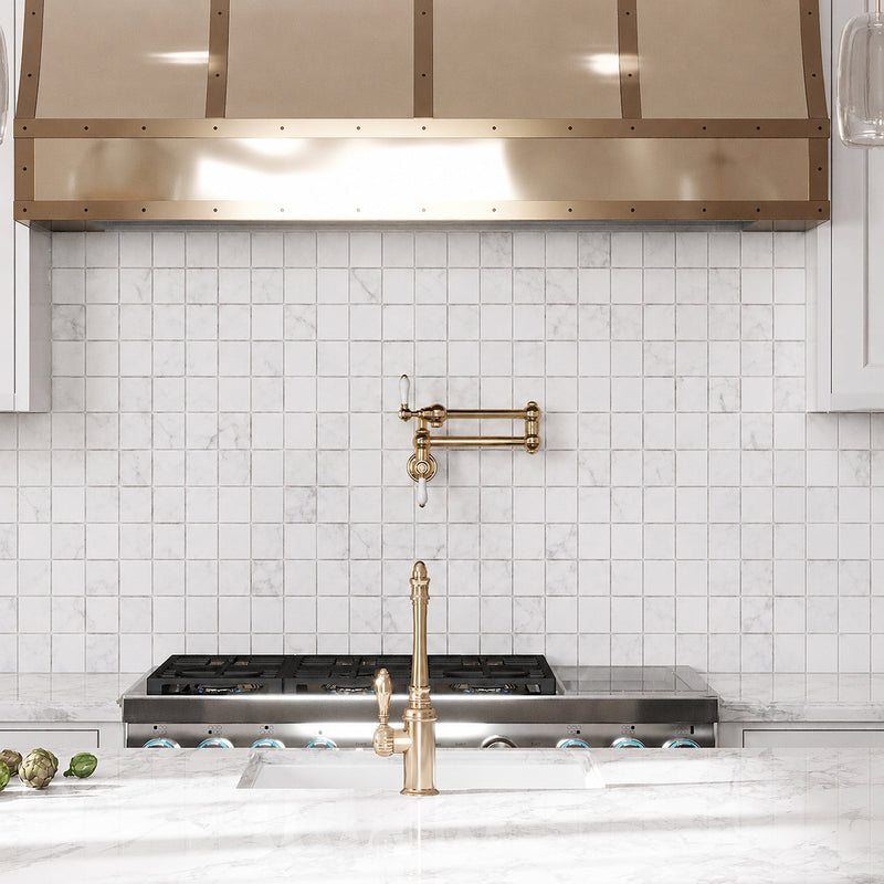 Carrara White 12-in x 12-in Polished Marble Mosaic Floor and Wall Tile( 5 sq. ft. /Box )