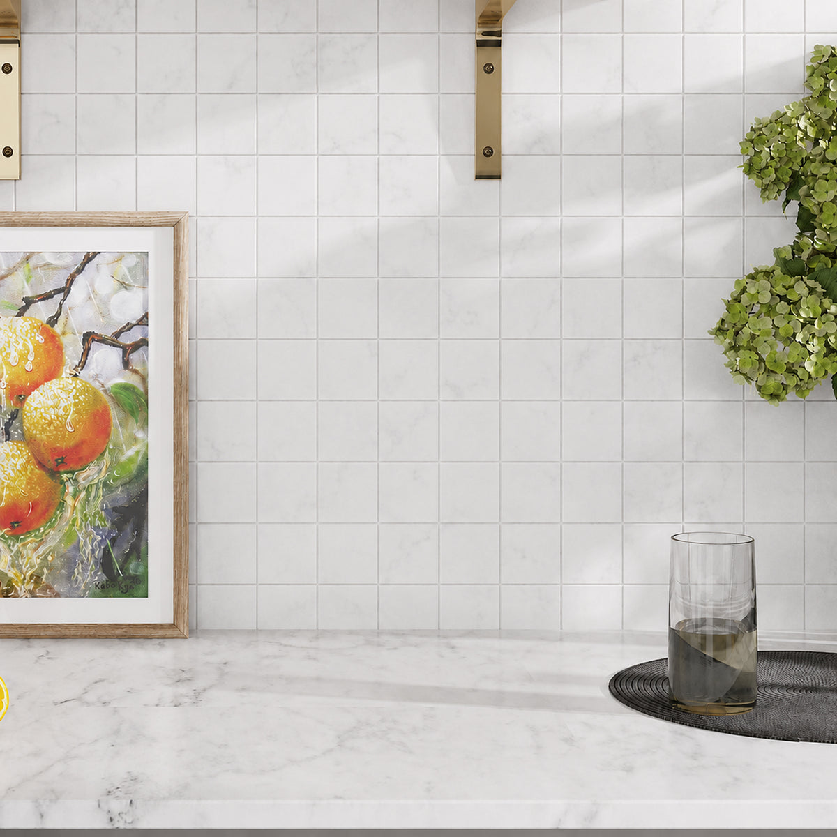 Carrara White 12-in x 12-in Polished Marble Mosaic Floor and Wall Tile( 5 sq. ft. /Box )