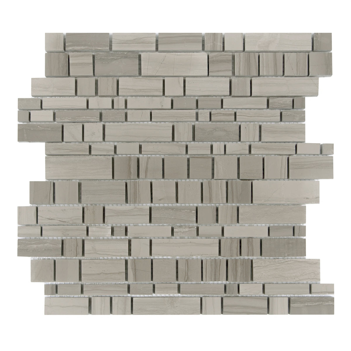 Athens Gray Multi-Square 12-in x 12-in Honed Mosaic Wall Tile( 5 sq. ft. /Box )