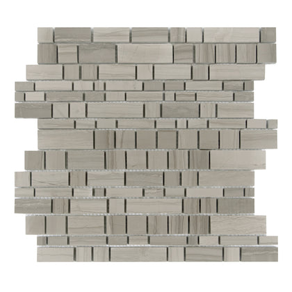 Athens Gray Multi-Square 12-in x 12-in Honed Mosaic Wall Tile( 5 sq. ft. /Box )