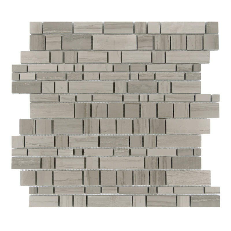 Athens Gray Multi-Square 12-in x 12-in Honed Mosaic Wall Tile( 5 sq. ft. /Box )