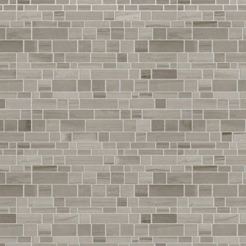 Athens Gray Multi-Square 12-in x 12-in Honed Mosaic Wall Tile( 5 sq. ft. /Box )