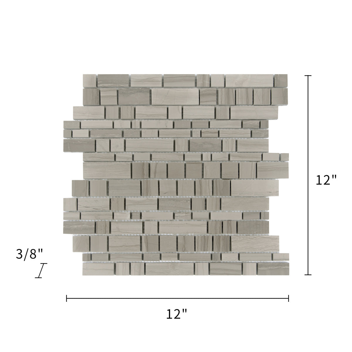 Athens Gray Multi-Square 12-in x 12-in Honed Mosaic Wall Tile( 5 sq. ft. /Box )