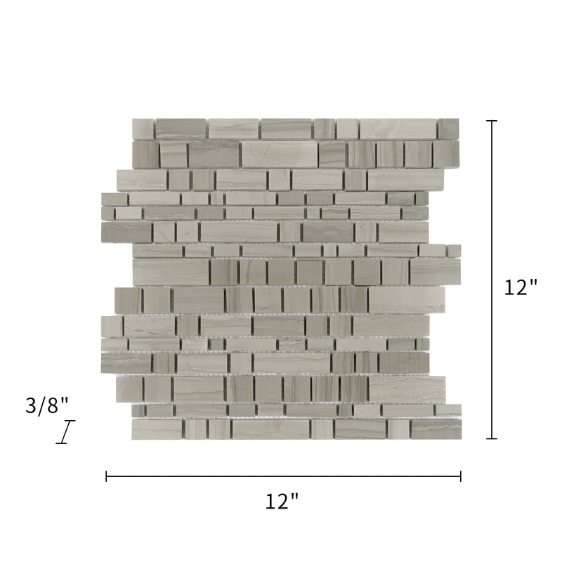 Athens Gray Multi-Square 12-in x 12-in Honed Mosaic Wall Tile( 5 sq. ft. /Box )