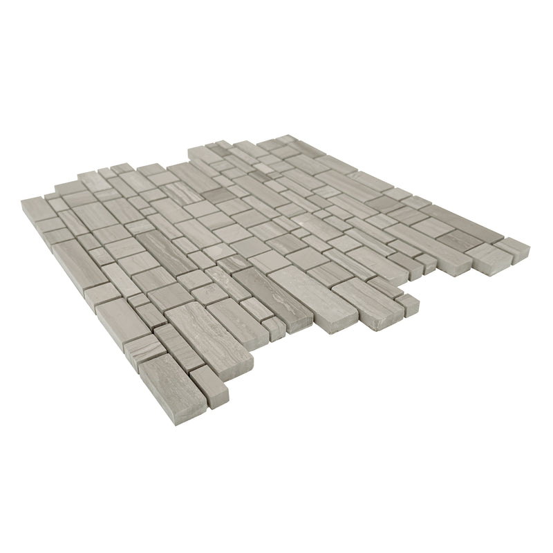 Athens Gray Multi-Square 12-in x 12-in Honed Mosaic Wall Tile( 5 sq. ft. /Box )