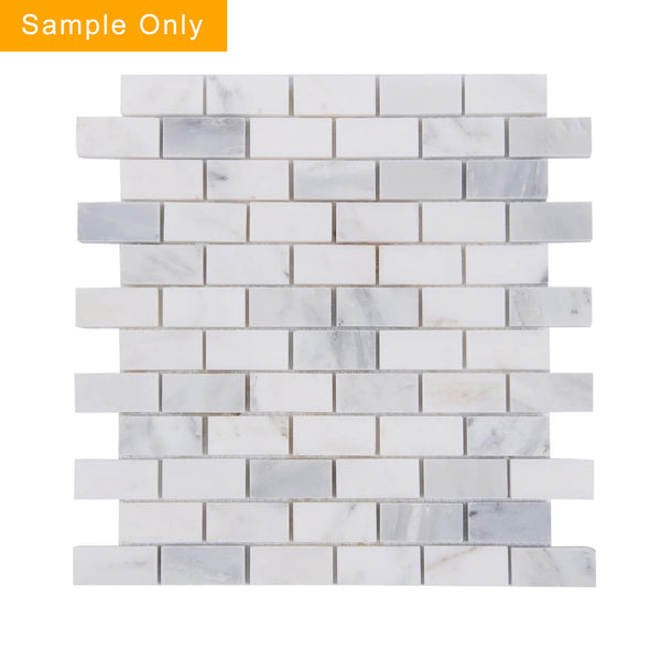 Oriental White Polished Marble Mosaic Wall Tile - Sample (Product Shown is Full Size)