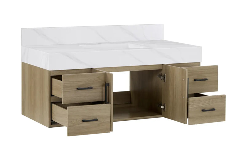 Utopia 48" Floating Bathroom Vanity with Calacatta Sintered Stone Top