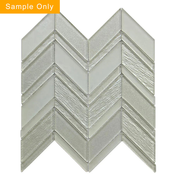 Silver Chevron Metallic Champagne Glass Mosaic Wall Tile - Sample (Product Shown is Full Size)