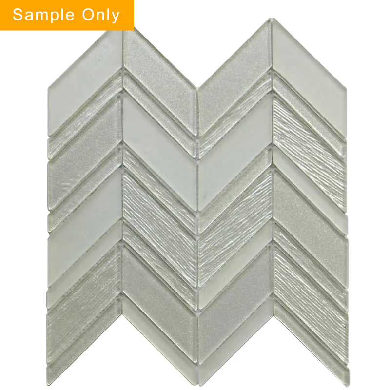Silver Chevron Metallic Champagne Glass Mosaic Wall Tile - Sample (Product Shown is Full Size)