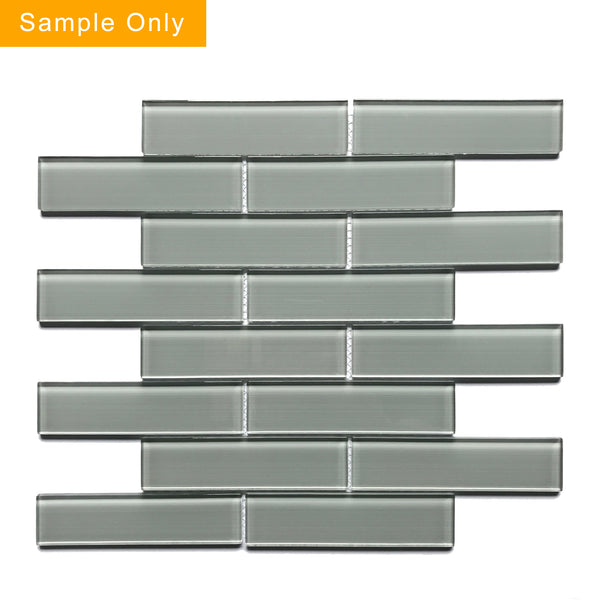 Space Gray Linen Glass Wall Tile - Sample (Product Shown is Full Size)