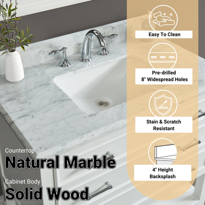 Manhattan 60" Vanity With Carrara Marble Top