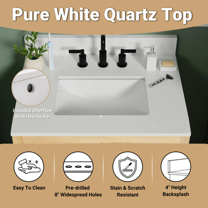 Blunt 30" Single Vanity with Pure White Quartz Top