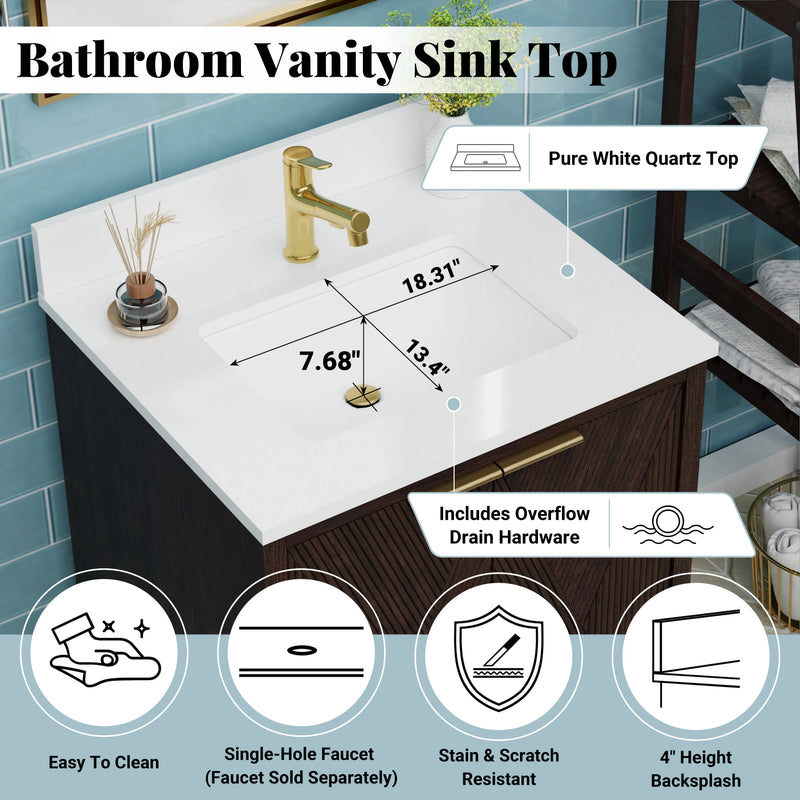 Summerville 24" Vanity Set with Pure White Quartz Countertop