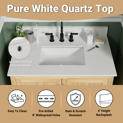Blunt 36" Single Vanity with Pure White Quartz top