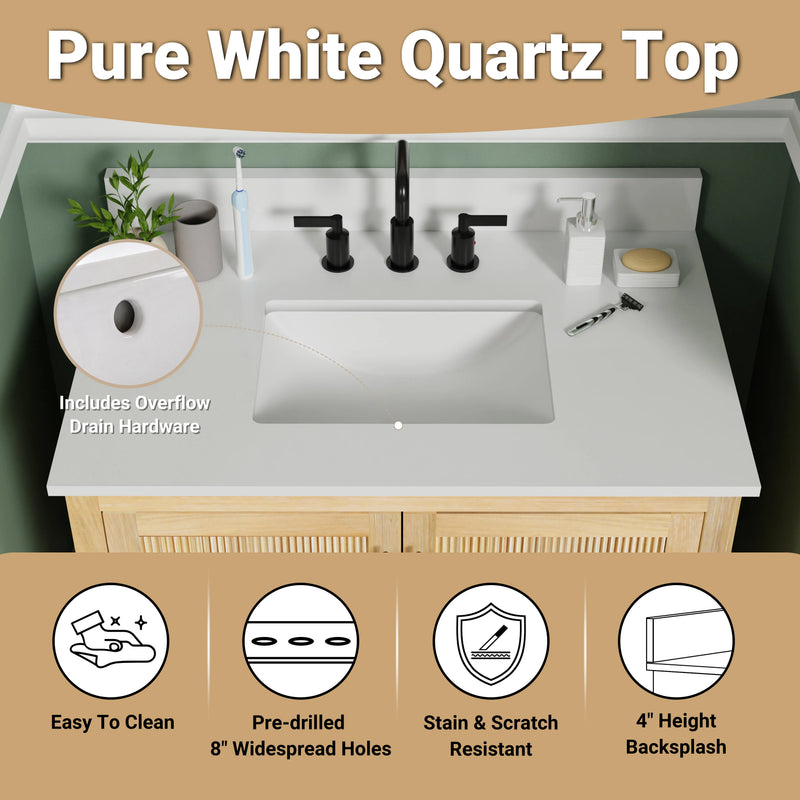 Blunt 36" Single Vanity with Pure White Quartz top