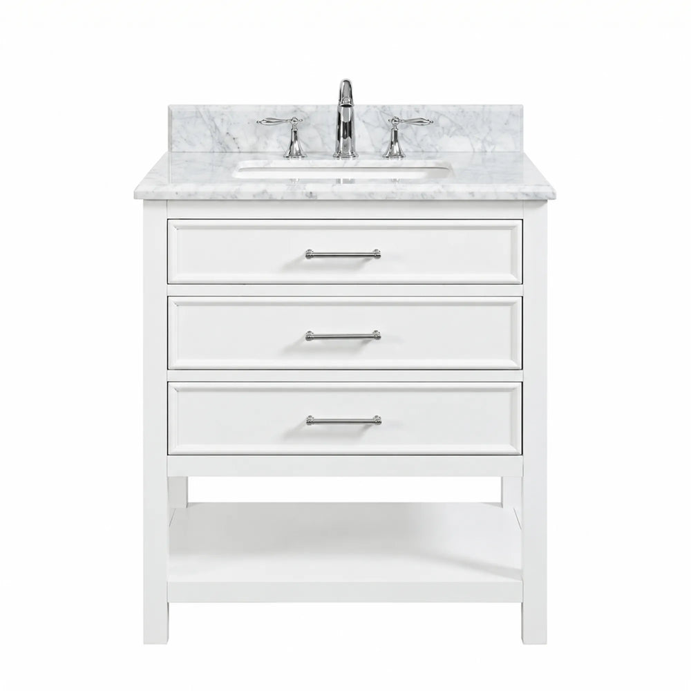 1.0 Manhattan 30" Vanity With Carrara Marble Top