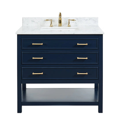 1.0 Manhattan 36" Single Vanity With Carrara Marble Top