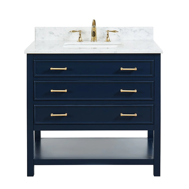 1.0 Manhattan 36" Single Vanity With Carrara Marble Top