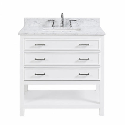 1.0 Manhattan 36" Single Vanity With Carrara Marble Top