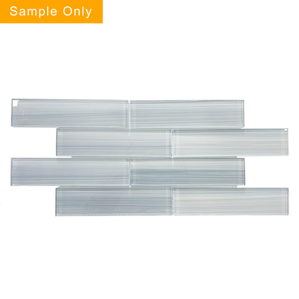 Blue Handpainted Subway Glass Mosaic Wall Tile - Sample (Product Shown is Full Size)