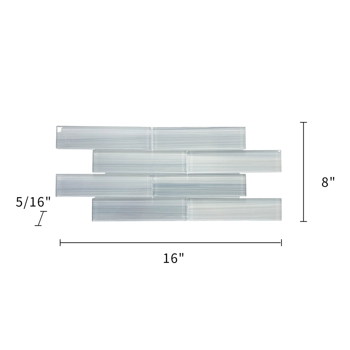 Blue Handpainted 16-in x 8-in Subway Glass Mosaic Wall Tile( 8.89 sq. ft. /Box )