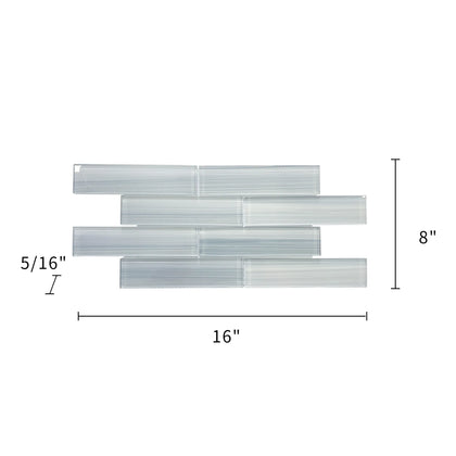 Blue Handpainted 16-in x 8-in Subway Glass Mosaic Wall Tile( 8.8 sq. ft. /Box )
