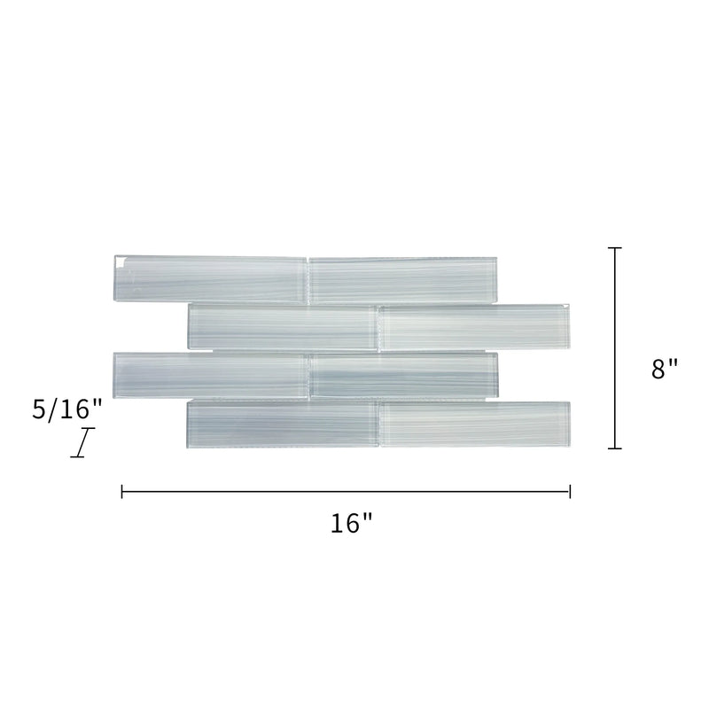 Blue Handpainted 16-in x 8-in Subway Glass Mosaic Wall Tile( 8.89 sq. ft. /Box )