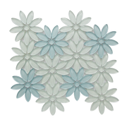Blue & Taupe 9-in x 11-in Glass Flower Mosaic Wall Tile( 6.9 sq. ft. /Box )