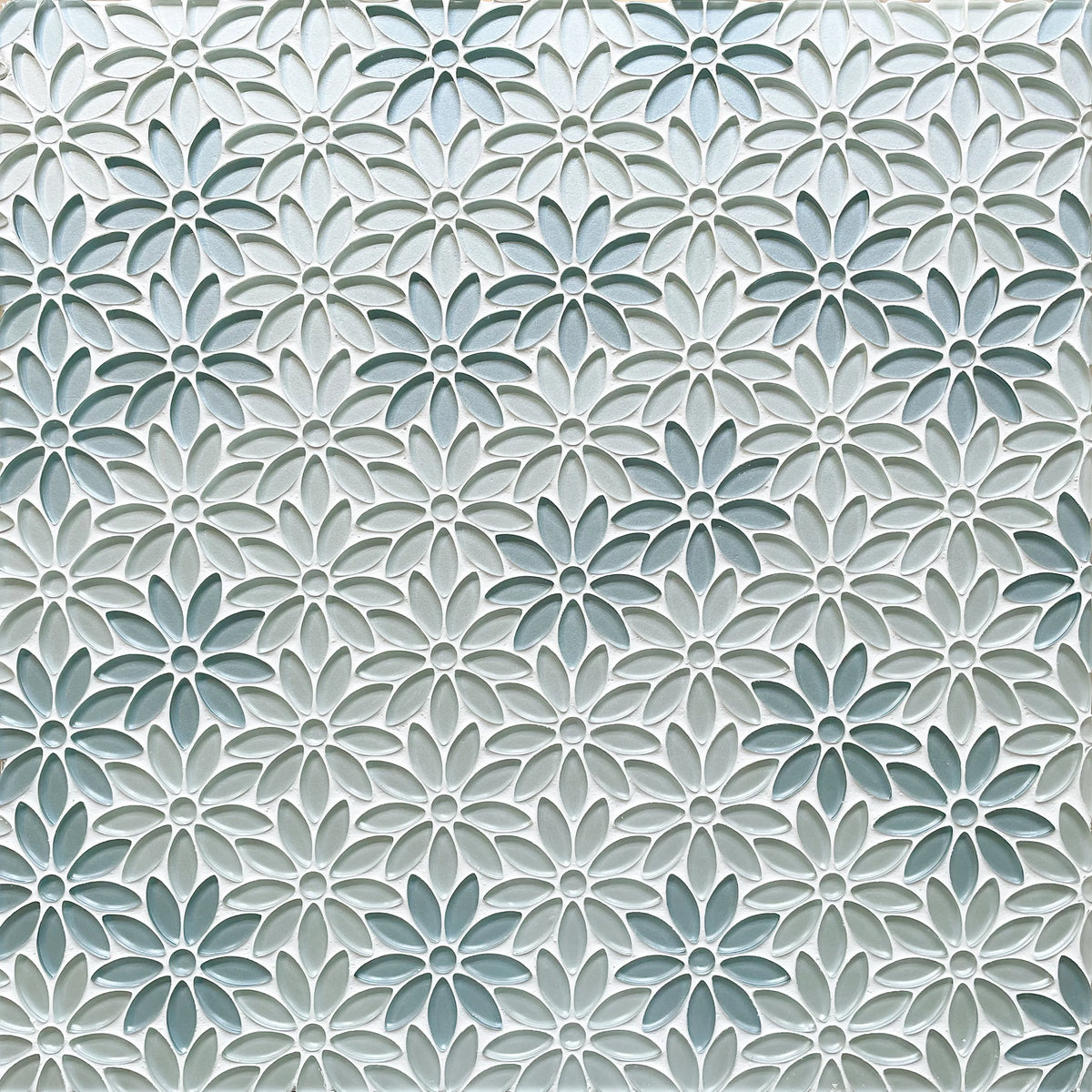 Blue & Taupe 9-in x 11-in Glass Flower Mosaic Wall Tile( 6.9 sq. ft. /Box )