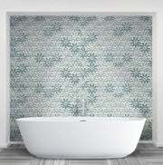 Blue & Taupe 9-in x 11-in Glass Flower Mosaic Wall Tile( 6.9 sq. ft. /Box )