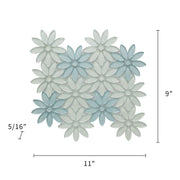 Blue & Taupe 9-in x 11-in Glass Flower Mosaic Wall Tile( 6.9 sq. ft. /Box )