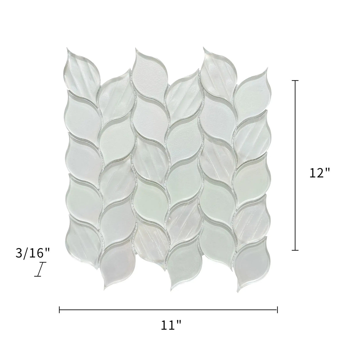 Laser Cut 11"x12" Iridescent Unique Ascending Vine Leaf Design Glass/Stone Mixed Diamond Mosaic Wall Tile( 9.2 sq. ft. /Box )
