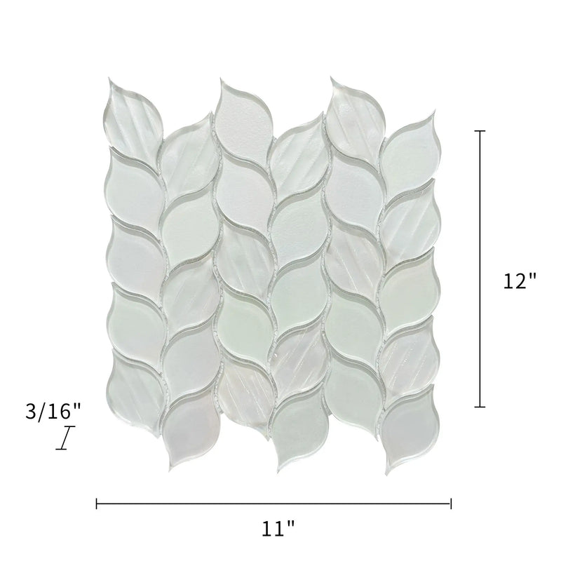 Laser Cut 11"x12" Iridescent Unique Ascending Vine Leaf Design Glass/Stone Mixed Diamond Mosaic Wall Tile( 9.2 sq. ft. /Box )