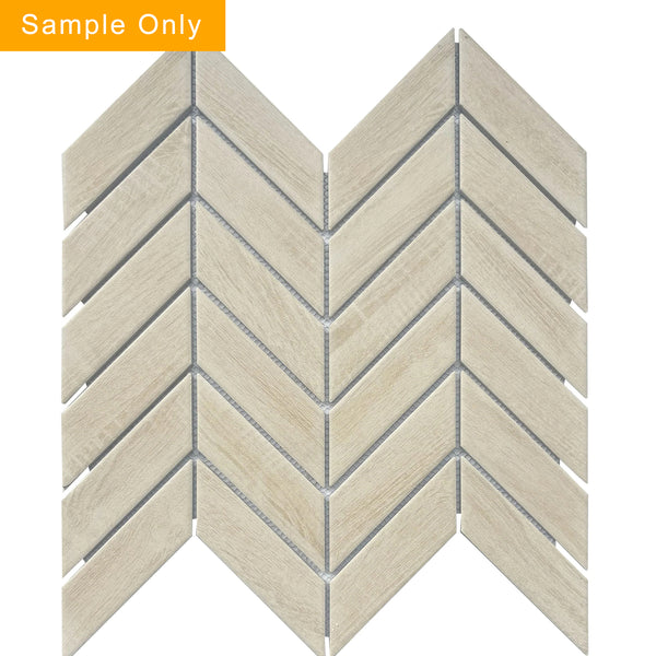 Wood Look Textured Chevron Porcelain Mosaic Floor and Wall Tile - Sample (Product Shown is Full Size)