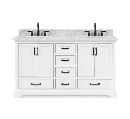 Rhoda 60" Vanity Set with Luxurious Carrara Marble Top