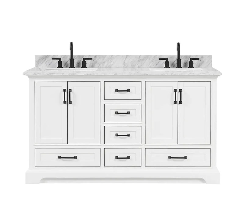Rhoda 60" Vanity Set with Luxurious Carrara Marble Top