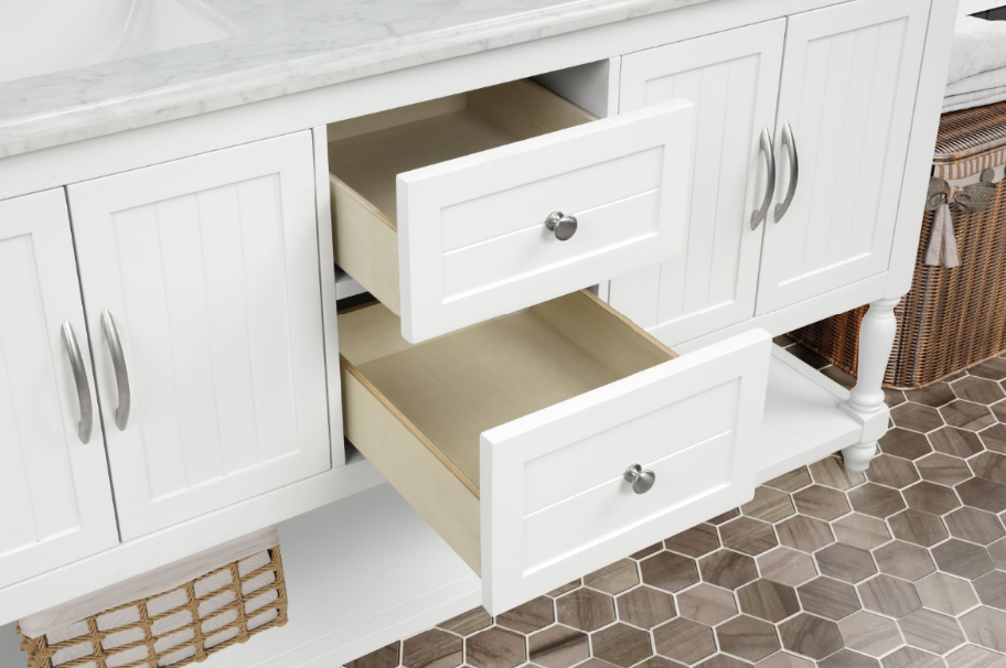 60" Elizabeth Vanity Set with Carrara Marble Top