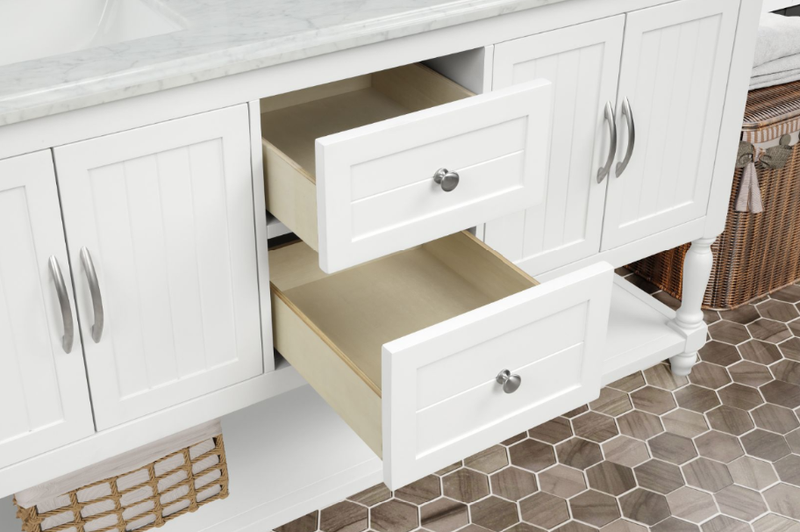 60" Elizabeth Vanity Set with Carrara Marble Top
