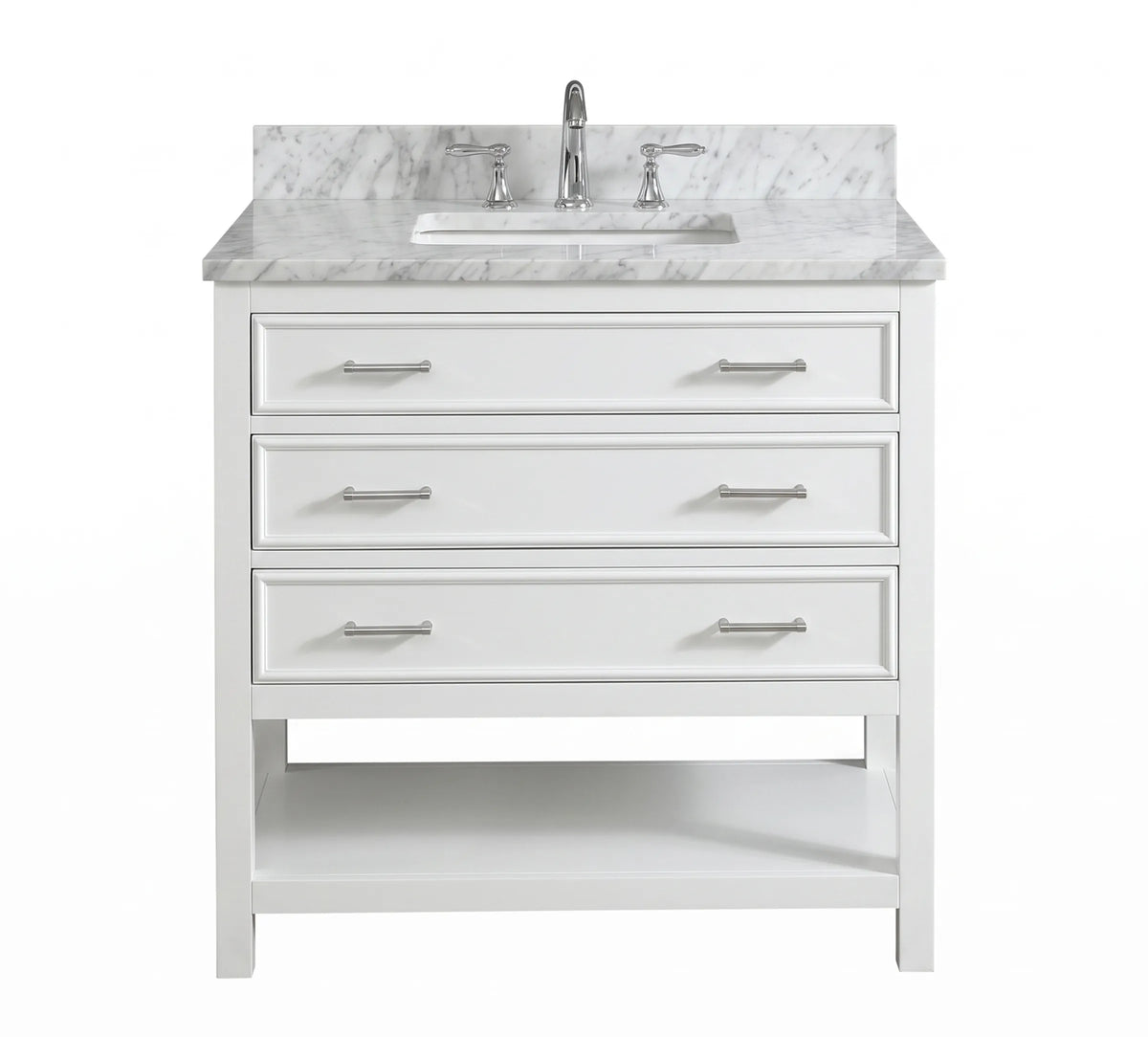 2.0 Manhattan 36" Single Vanity With Carrara Marble Top