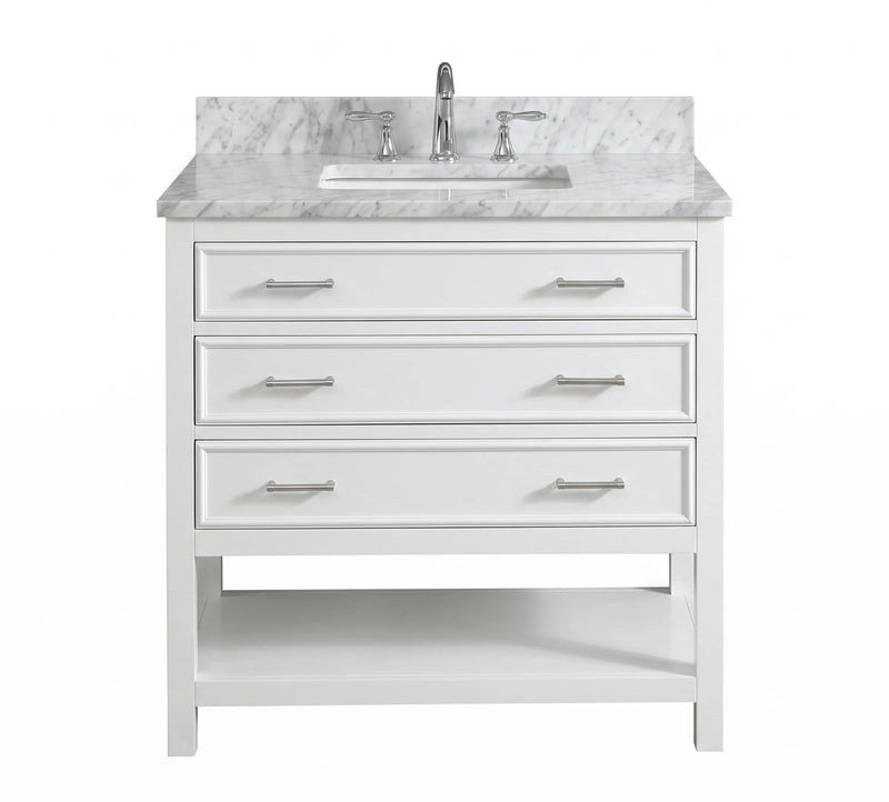 2.0 Manhattan 36" Single Vanity With Carrara Marble Top
