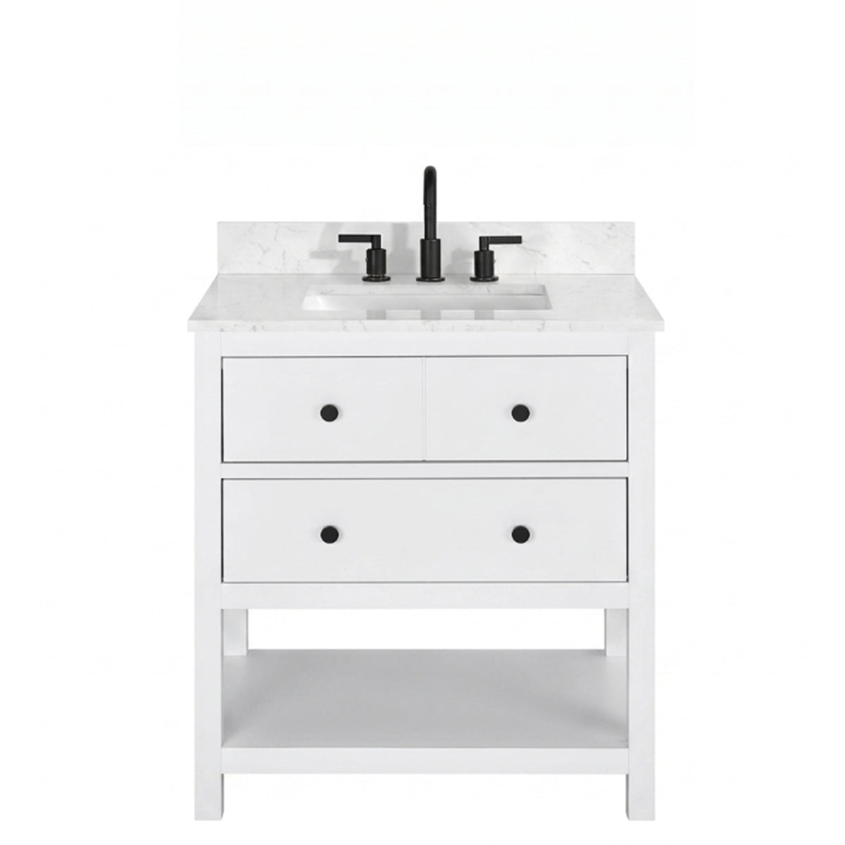 Encino 30" Single Vanity With Carrara White Quartz Stone Top