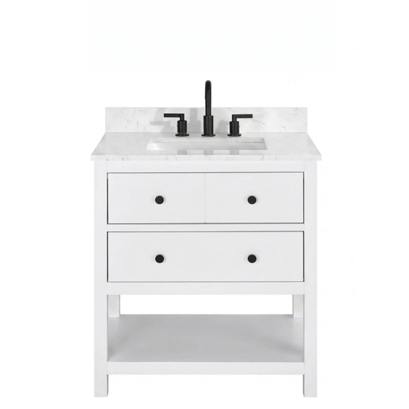 Encino 30" Single Vanity With Carrara White Quartz Stone Top