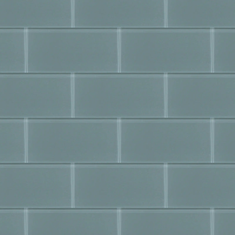 Azure Sea Block 3-in x 6-in Glass Wall Tile( 4.16 sq. ft. /Box )