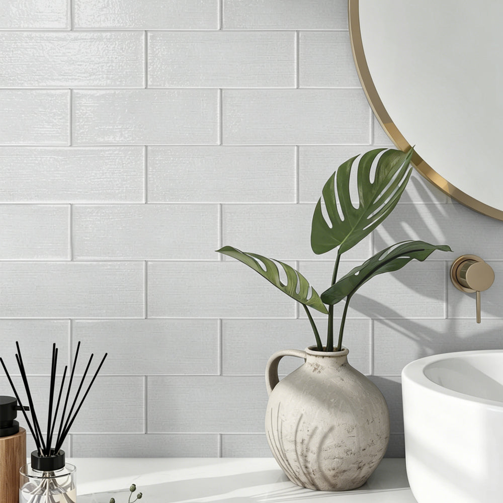 Linen Ice 3-in x 8-in Glass Wall Tiles( 1.33 sq. ft. /Box )