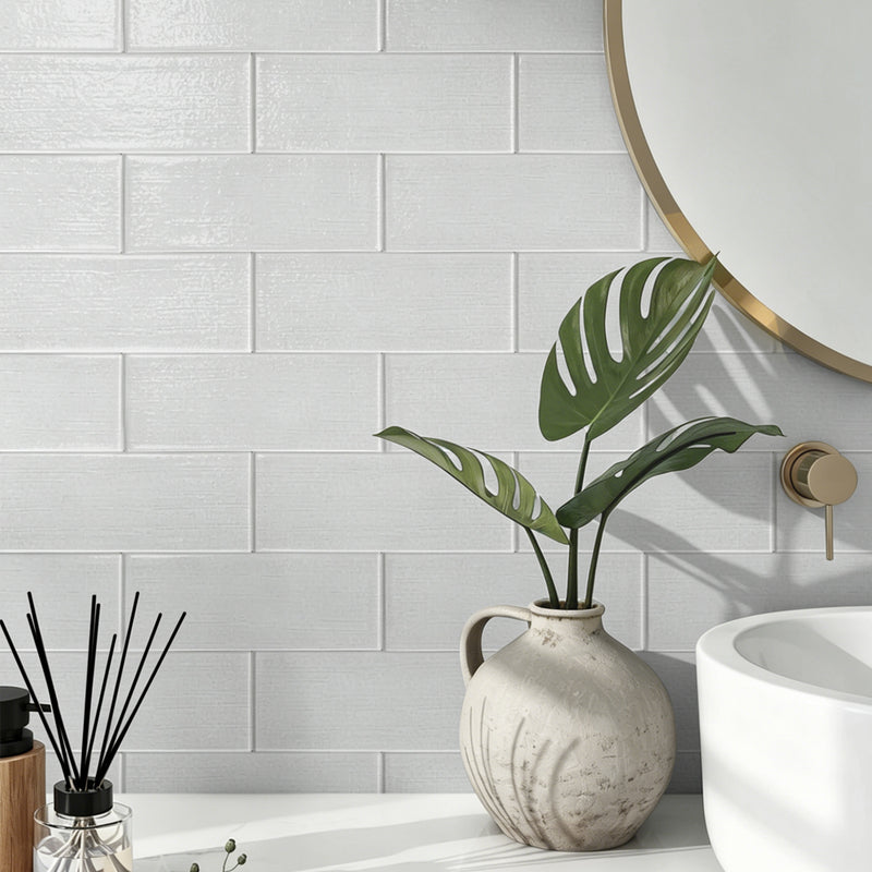 Linen Ice 3-in x 8-in Glass Wall Tiles( 1.33 sq. ft. /Box )