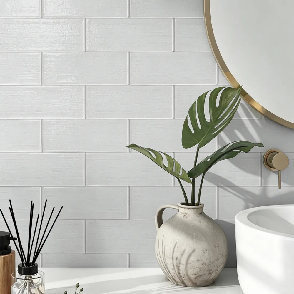 Linen Ice 3-in x 8-in Glass Wall Tiles( 1.33 sq. ft. /Box )