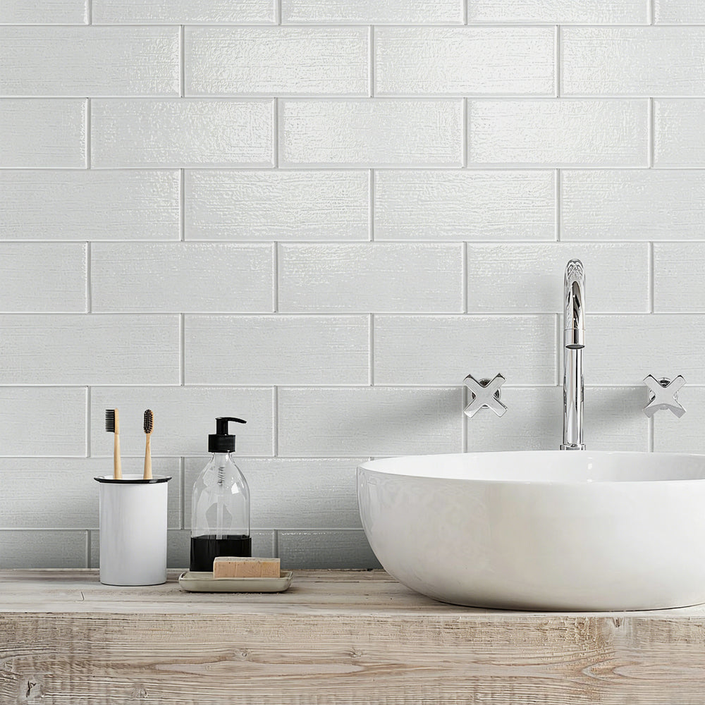 Linen Ice 3-in x 8-in Glass Wall Tiles( 1.33 sq. ft. /Box )